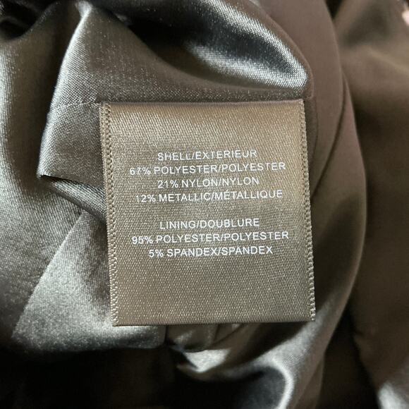 Badgley Mischka Metallic Floral Print A-Line Cocktail Dress Blue Multi Size 12 - Picture 12 of 13